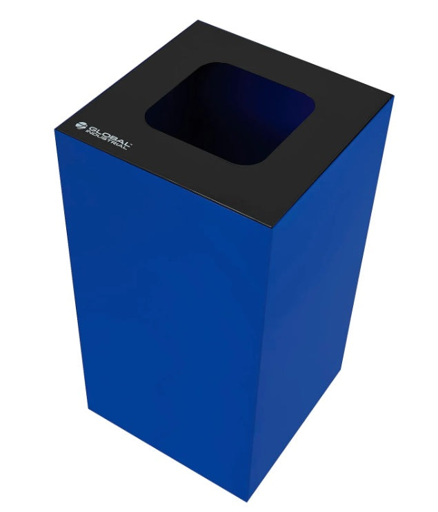 Global Industrial™ Square Recycling/Trash Can with Waste Lid, 36 Gallon, Blue - PuriLite