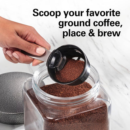 Hamilton Beach Scoop Single Serve Coffee Maker, Fast Brewing, Stainless Steel (49981A) - PuriLite