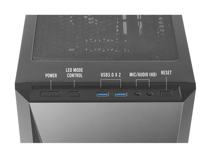 Antec Dapper Dark Phantom DP301M Black Steel / ARGB Lighting / Tempered Glass Side Panel Compact Micro-ATX Gaming Case - PuriLite