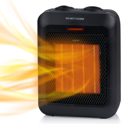 Portable Electric Space Heater 1500W/750W, Ceramic Room Heater with Tip-Over and Overheat Protection, Heat up 200 Square Feet in Seconds, Safe and Quiet for Office Home Room Desk Indoor Use (Black) - PuriLite