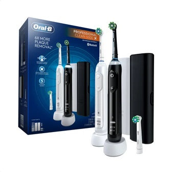 Oral-B Professional Clean 5000 X Electric Toothbrush Twin Pack, Rechargeable Power Toothbrushes, Black & White - PuriLite