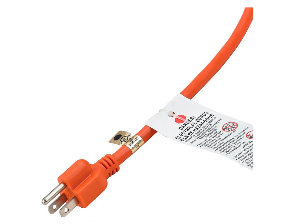 Global Industrial™ 100 Ft. Outdoor Extension Cord, 14/3 Ga, 13A, Orange - PuriLite