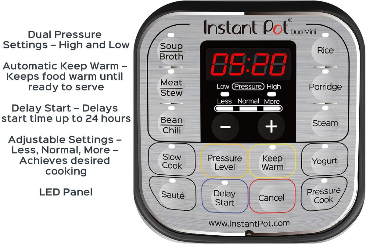 Instant Pot Duo 7-in-1 Electric Pressure Cooker, Slow Cooker, Rice Cooker, Steamer, Saute, Yogurt Maker, Warmer & Sterilizer, Includes Free App with over 1900 Recipes, Stainless Steel, 3 Quart - PuriLite