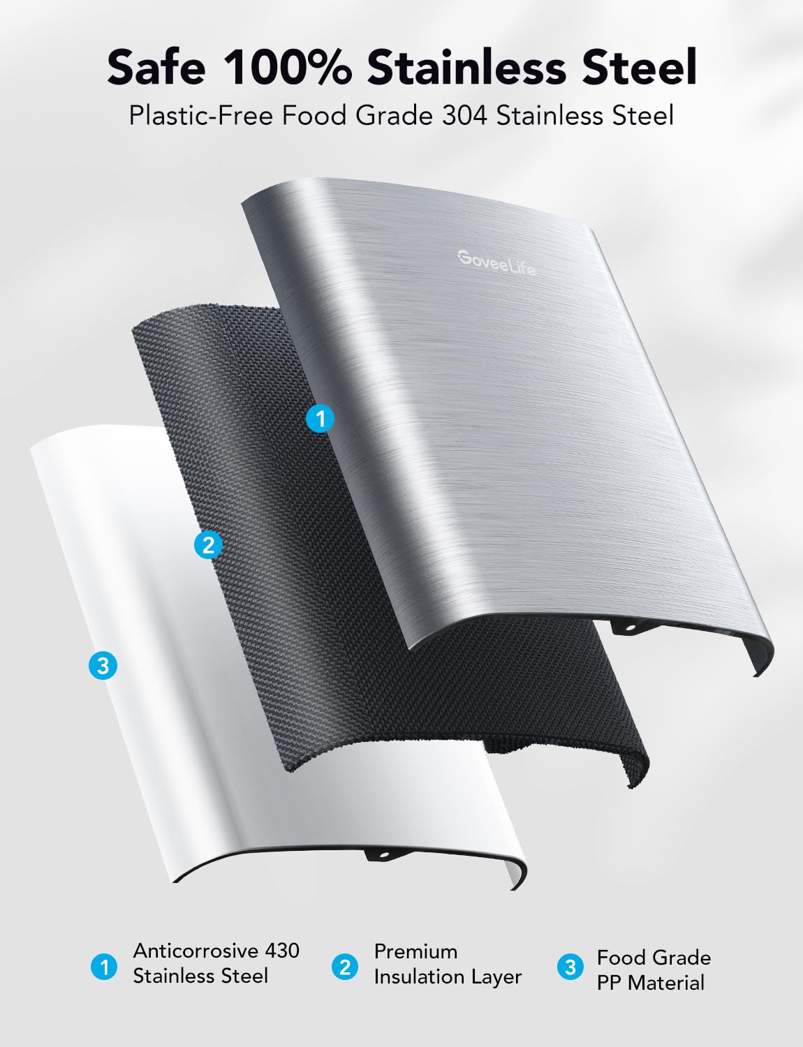 GoveeLife Smart Countertop Ice Makers with Wi-Fi, 9 Ice in 6-8min, 26lbs in 24 Hours, Portable Ice Machine, 2L Water Tank, for Home Kitchen Party Camping, with Ice Scoop and Basket, Stainless Silver - PuriLite