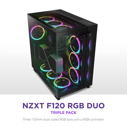 F120RGB Duo - 120mm Dual-Sided RGB Fan - Triple Pack (Black) w/RGB Controller - PuriLite