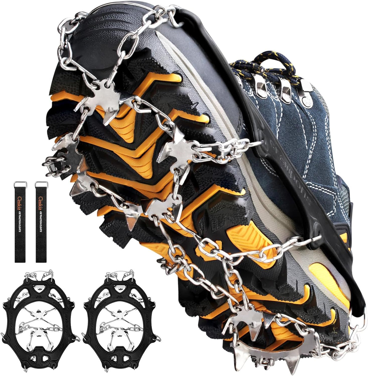 Ice Cleats Traction Snow Grips with 19 Stainless Steel Spikes – Anti-Slip Crampons for Boots & Shoes - PuriLite