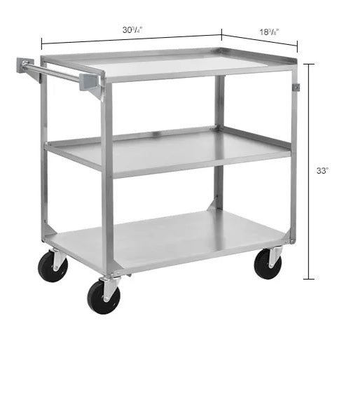 Global Industrial™ Stainless Steel Utility Cart, 300 lb. Capacity, 30-3/4"L x 18-3/8"W x 33"H - PuriLite