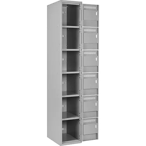 Clean Line™ Lockerettes, 6 -tier, 12" x 18" x 72", Steel, Grey, Rivet (Assembled) - PuriLite