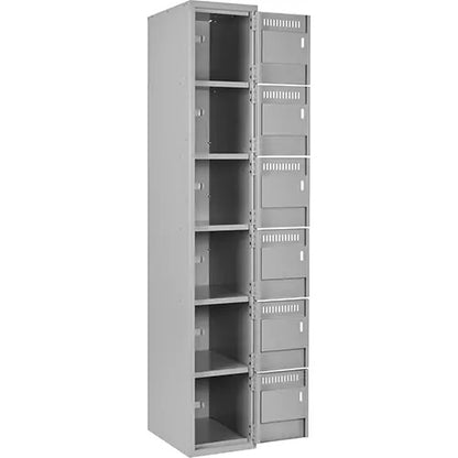 Clean Line™ Lockerettes, 6 -tier, 12" x 18" x 72", Steel, Grey, Rivet (Assembled) - PuriLite