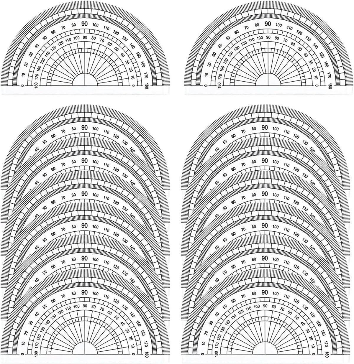 Math Protractors, 24 Pack 180 Degrees Protractor for Geometry, Clear Plastic Protractor for School, Office, Home, Teacher, Students (4 Inch) - PuriLite