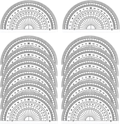 Math Protractors, 24 Pack 180 Degrees Protractor for Geometry, Clear Plastic Protractor for School, Office, Home, Teacher, Students (4 Inch) - PuriLite