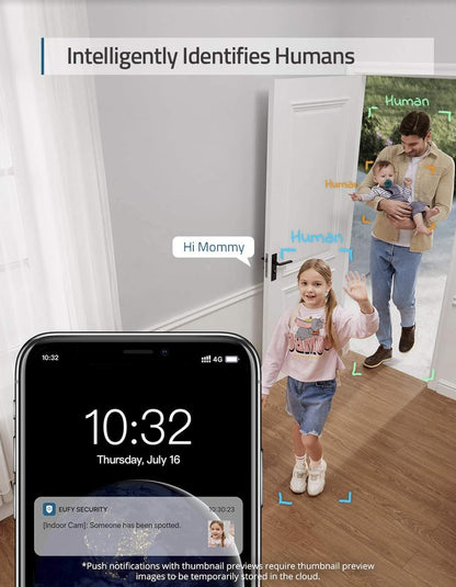 eufy Security Indoor Cam E220, 2K, Pan & Tilt, Indoor Security Camera, Wi-Fi Plug-in Camera, Human & Pet AI, Voice Assistant Compatibility, Night Vision, Motion Tracking, HomeBase not Compatible - PuriLite