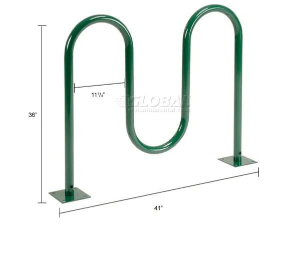 Global Industrial™ Wave Bike Rack, 5-Bike Capacity, Flange Mount, Green - PuriLite