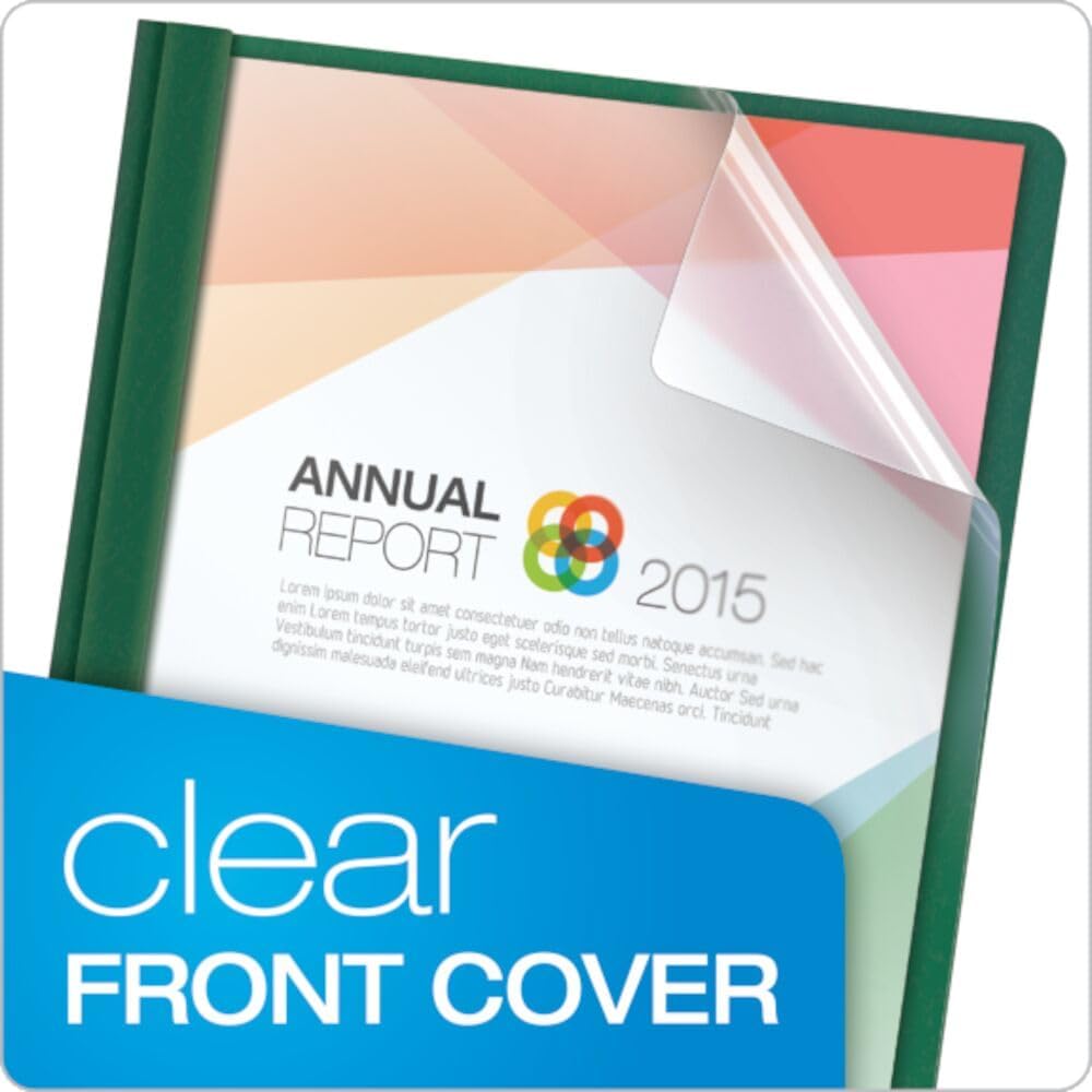 Oxford Duotang Clear Front Report Cover, Letter Size, Hunter Green, 100-Sheet Capacity, 25-Pack - PuriLite