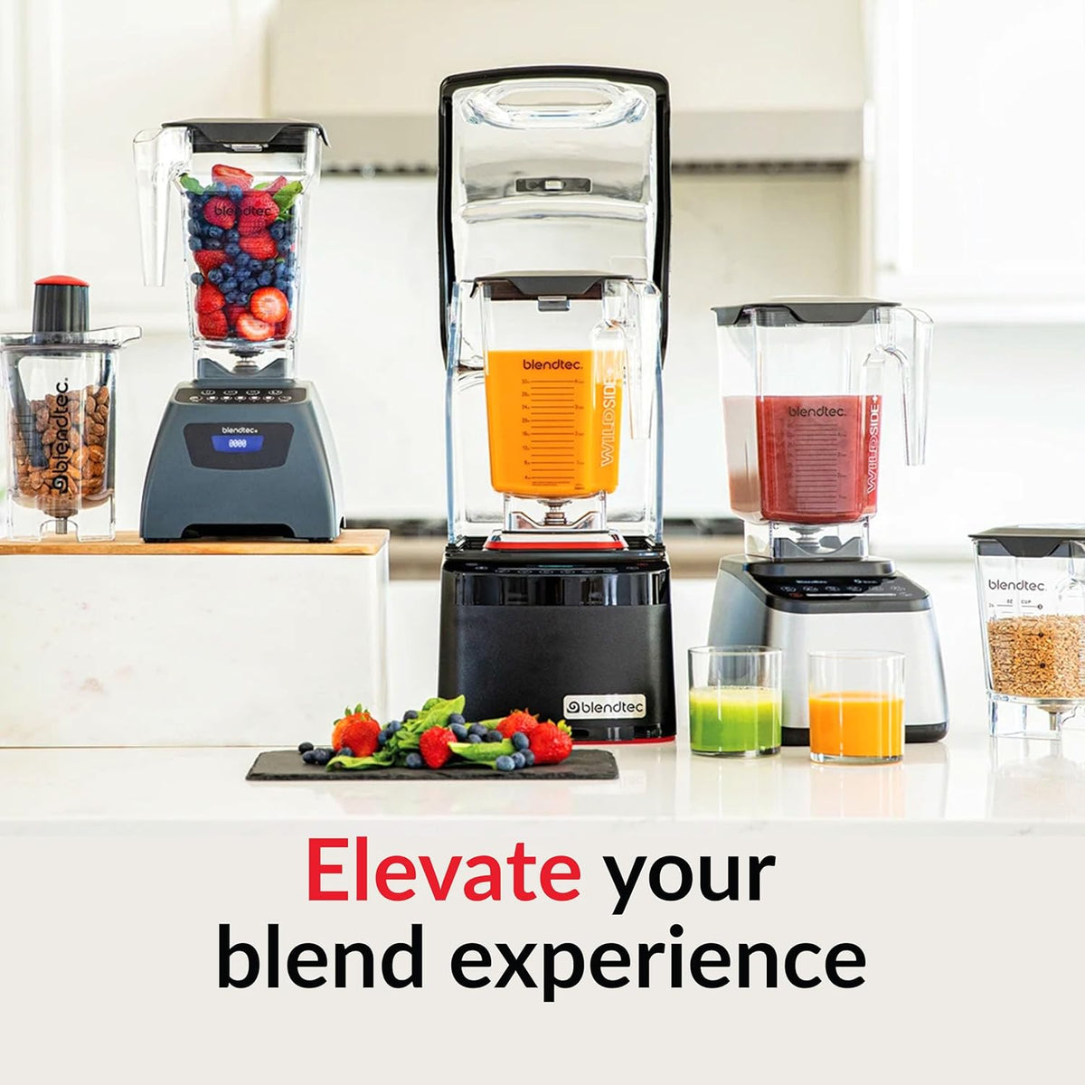 Blendtec Total Classic Original Blender, 90 oz WildSide+ Jar, 24 oz Twister Jar, and Spectacula Spatula - Red - PuriLite