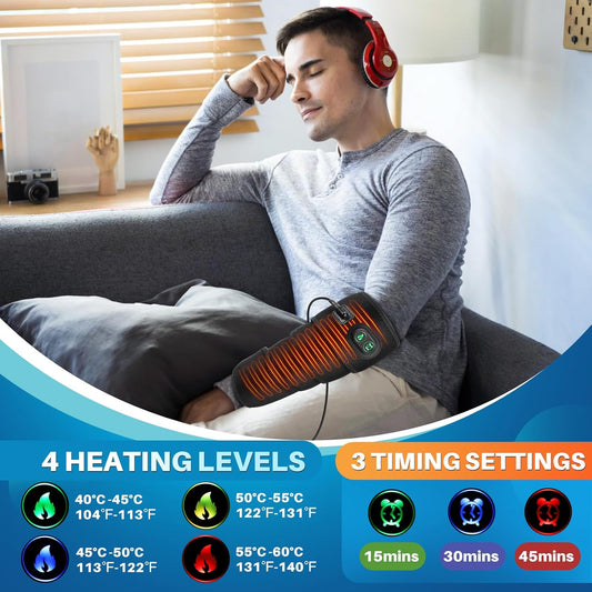 Flexible Electric Heating Pad Wrap for Elbow, Arm, Wrist, Knee, and Leg – Adjustable 4 Heat Levels, Fast Heating, 78-Inch Long Cord, Soft Flannel Pain Relief Wrap - PuriLite