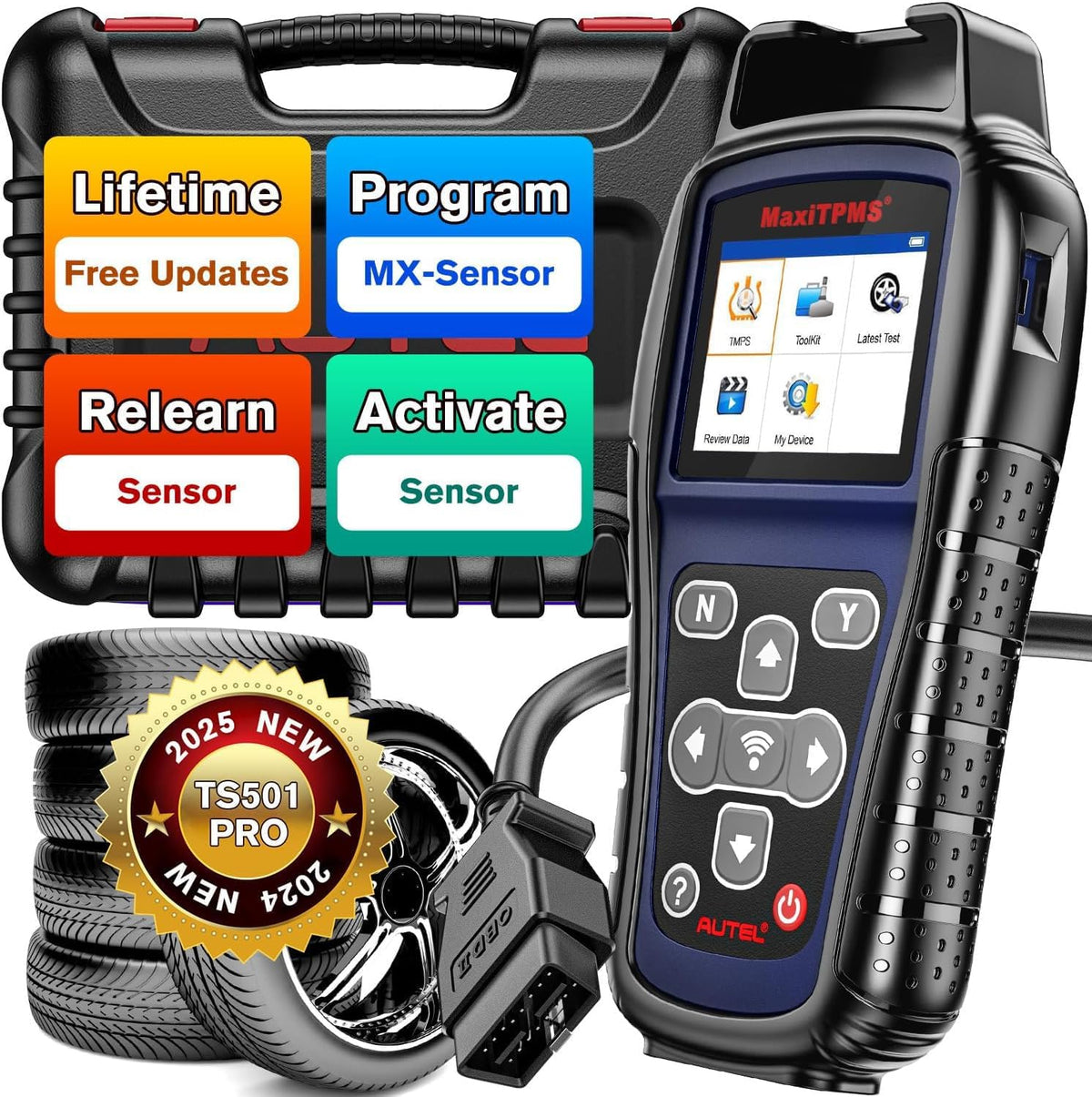 Autel MaxiTPMS TS501 PRO, 2025 TPMS Programming Tool Same as TS508, Up of TS501 TS408S, Relearn Activate 99% TPMS Sensors, Program Autel MX-Sensor 315/433MHz, TPMS Reset & Diagnostics, Lifetime Update - PuriLite
