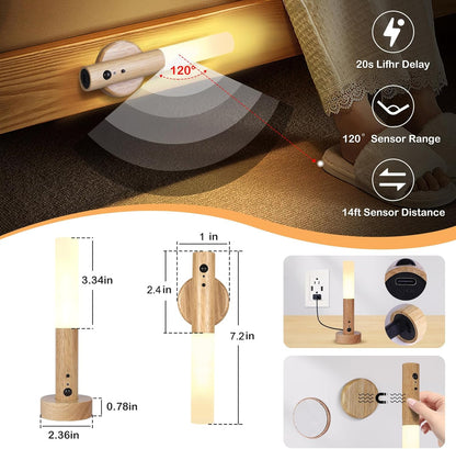 Motion Sensor Night Light, 2PCS Wall Sconce Motion Sensor Wall Lights with 3 Lighting Modes Dimmable Brightness Light for Home Smart Motion Battery Stick Night Lights - PuriLite