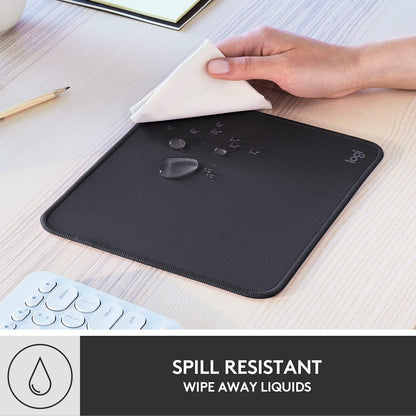 Logitech Mouse Pad - Studio Series, Computer Mouse Mat with Anti-slip Rubber Base, Easy Gliding, Spill-Resistant Surface, Durable Materials, Portable, in a Fresh Modern Design, Graphite - PuriLite