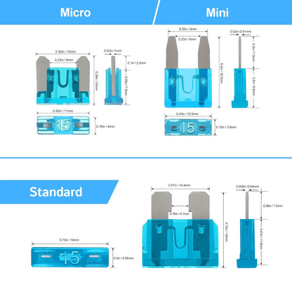 300Pcs Car Fuses Assortment Kit,160 Mini Blade Fuses Automotive + 90 Standard Auto Fuses + 50 Micro Fuse + Fuse Puller – for Car/RV/Truck/Motorcycle(2Amp 3A 5A 7.5A 10A 15A 20A 25A 30A 35A 40A) - PuriLite