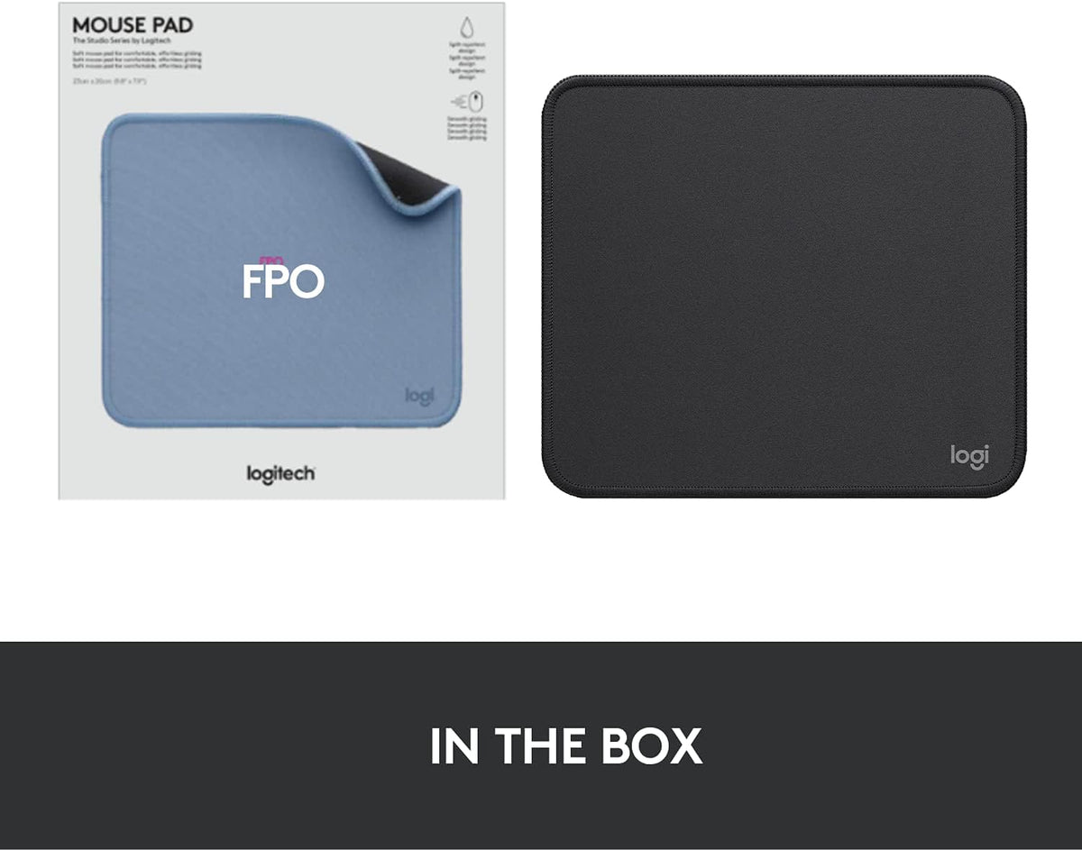 Logitech Mouse Pad - Studio Series, Computer Mouse Mat with Anti-slip Rubber Base, Easy Gliding, Spill-Resistant Surface, Durable Materials, Portable, in a Fresh Modern Design, Graphite - PuriLite