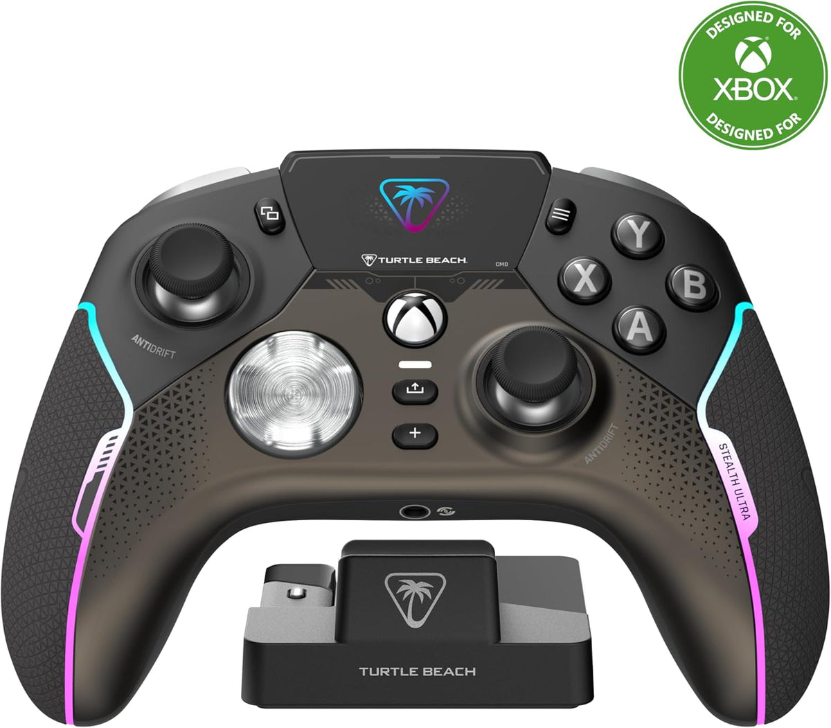 Turtle Beach Stealth Ultra High-Performance Wireless Gaming Controller Licensed for Xbox Series X|S, Xbox One, Windows PC & Android – LED Dashboard, Charge Dock, RGB Lighting, 30-Hr Battery, Bluetooth - PuriLite