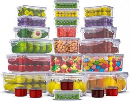 50 Pcs Large Food Storage Containers with Lids Airtight-85 oz to Sauces Box-Total 526Oz Stackable Kitchen Bowls Set Meal Prep Containers-BPA Free Leak proof Plastic Freezer Microwave safe - PuriLite