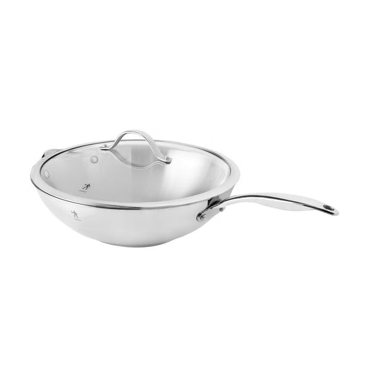 HENCKELS Aragon Stainless Steel Wok with Glass Lid 32cm (12.6")