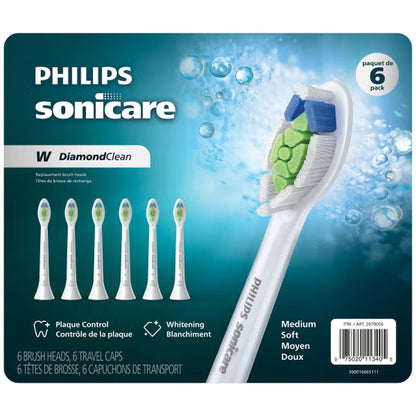 Philips Sonicare W DiamondClean Replacement Brush Heads Black 6-Pack