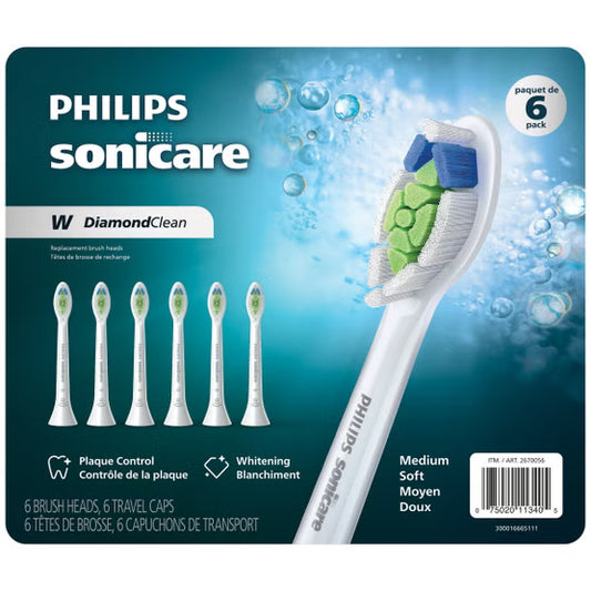Philips Sonicare W DiamondClean Replacement Brush Heads Black 6-Pack