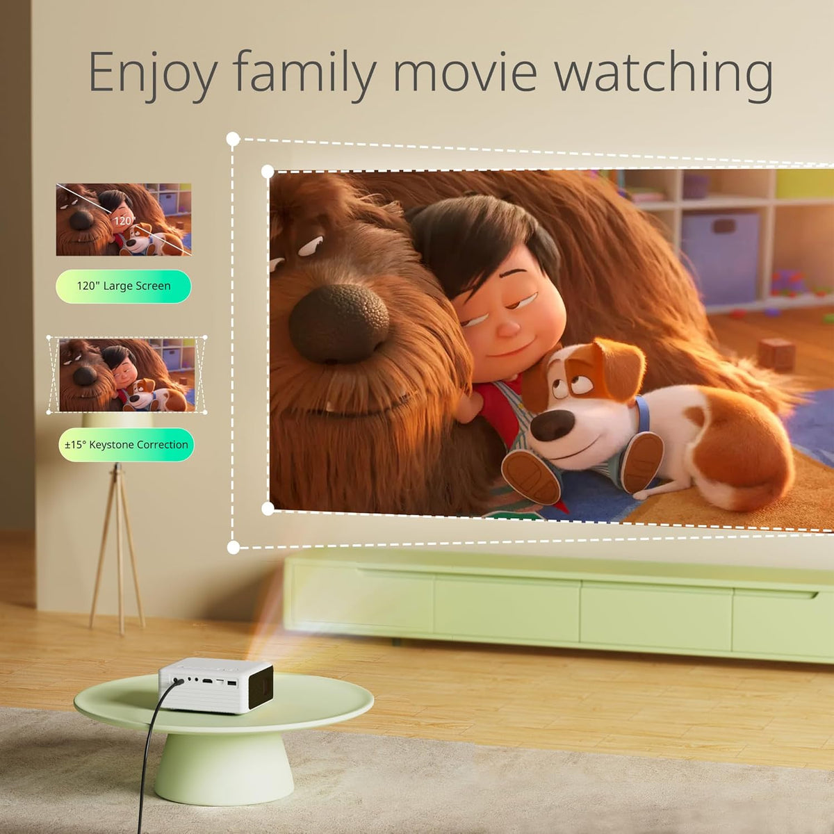 Projector - YOTON Mini Portable Phone Projector 1080P Full HD Supported, Outdoor Pico Home Movie Theater Projector, Y3 Projecteur Compatible with Fire Stick, HDMI, USB, PS5, Xbox, iOS, Android, Laptop - PuriLite