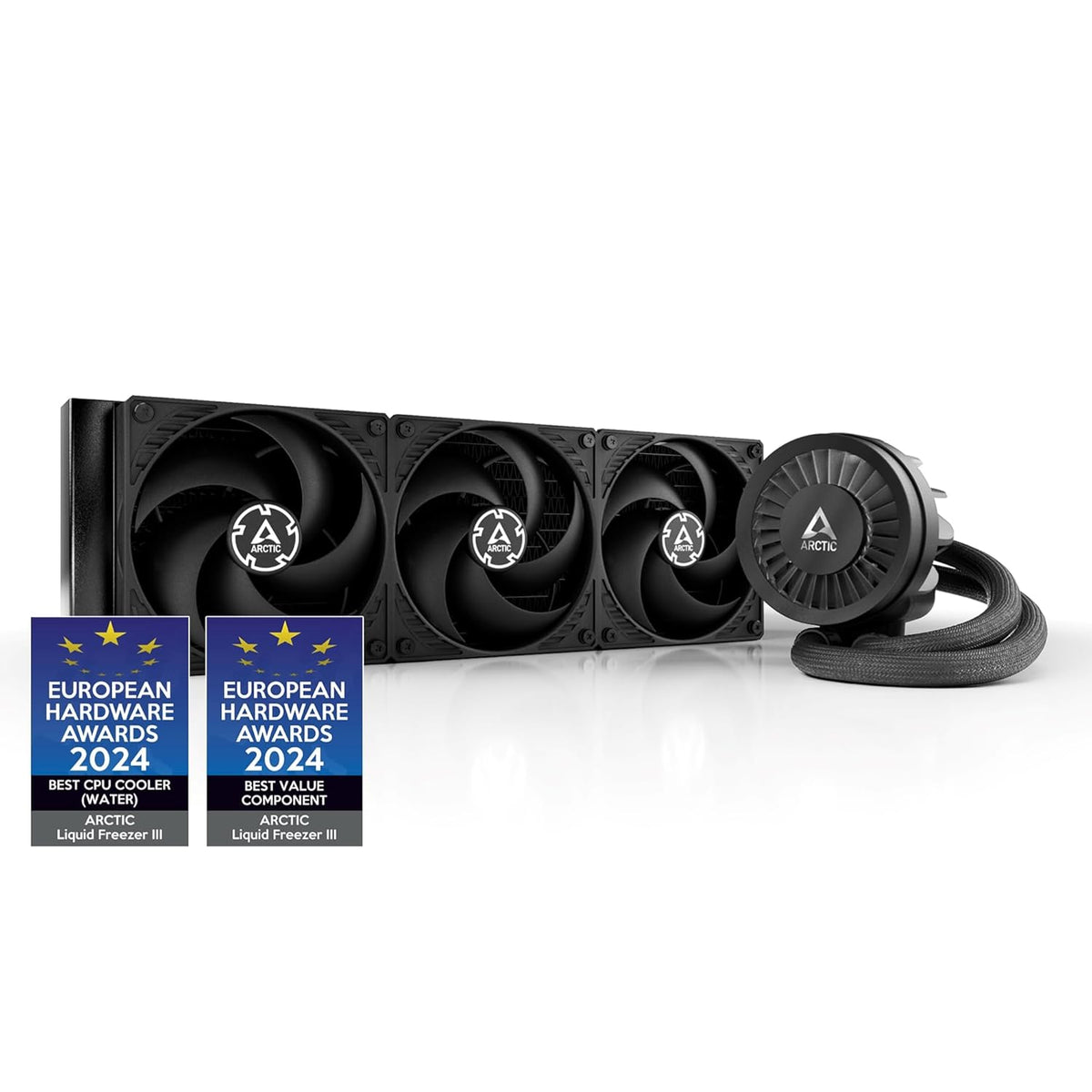 ARCTIC Liquid Freezer III 360 - Water Cooling PC, AIO CPU Water Cooler, Intel & AMD, Efficient PWM-Controlled Pump, Fan: 200–1800 RPM, LGA1851 und LGA1700 Contact Frame - Black - PuriLite