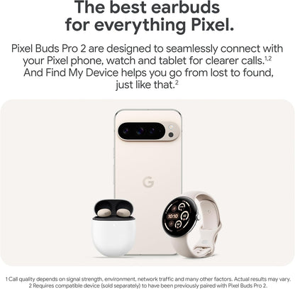 Google Pixel Buds Pro 2 - Noise Canceling Earbuds - Up to 31 Hour Battery Life with Charging Case - Bluetooth Headphones - Compatible with Android - Porcelain - PuriLite