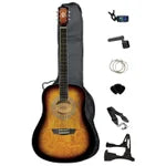 Washburn Premium Acoustic Guitar Pack Quilted Maple Top Vintage Tobacco Burst - PuriLite