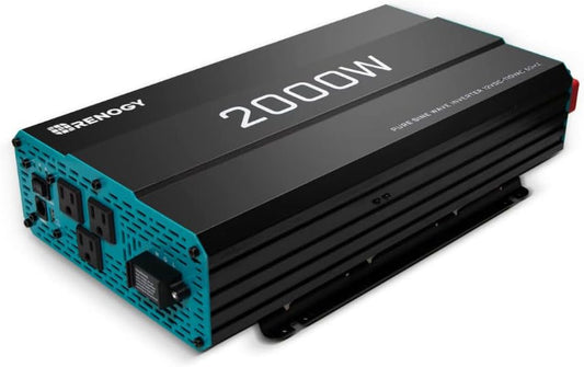 Renogy 2000W 12V Pure Sine Wave Battery Converter, ETL Listed with Built-in 5V/2.1A USB Port,and AC Hardwire Port Solar Power Inverter (RNG-INVT-2000-12V-P2) - PuriLite