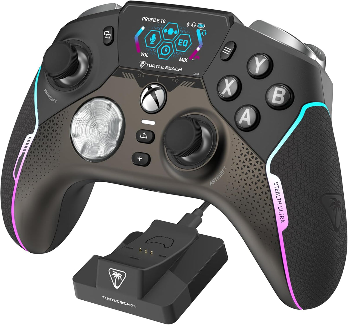 Turtle Beach Stealth Ultra High-Performance Wireless Gaming Controller Licensed for Xbox Series X|S, Xbox One, Windows PC & Android – LED Dashboard, Charge Dock, RGB Lighting, 30-Hr Battery, Bluetooth - PuriLite