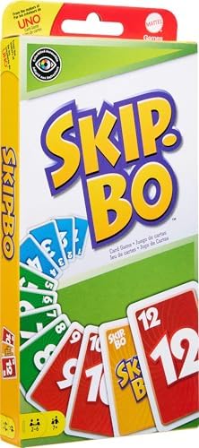 Mattel Games Skip-Bo Card Game for Kid, Adult & Family Nights, Color Blind Accessible Deck for 2 to 6 Players Ages 7+ - PuriLite