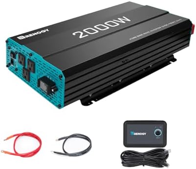 Renogy Pure Sine Wave Inverter 1000w Power Inverter DC 12v to AC 110v, Solar Inverter 12v to 110v Converter with 5V/2.1A USB Port, 2 AC Ports, Remote Controller - PuriLite
