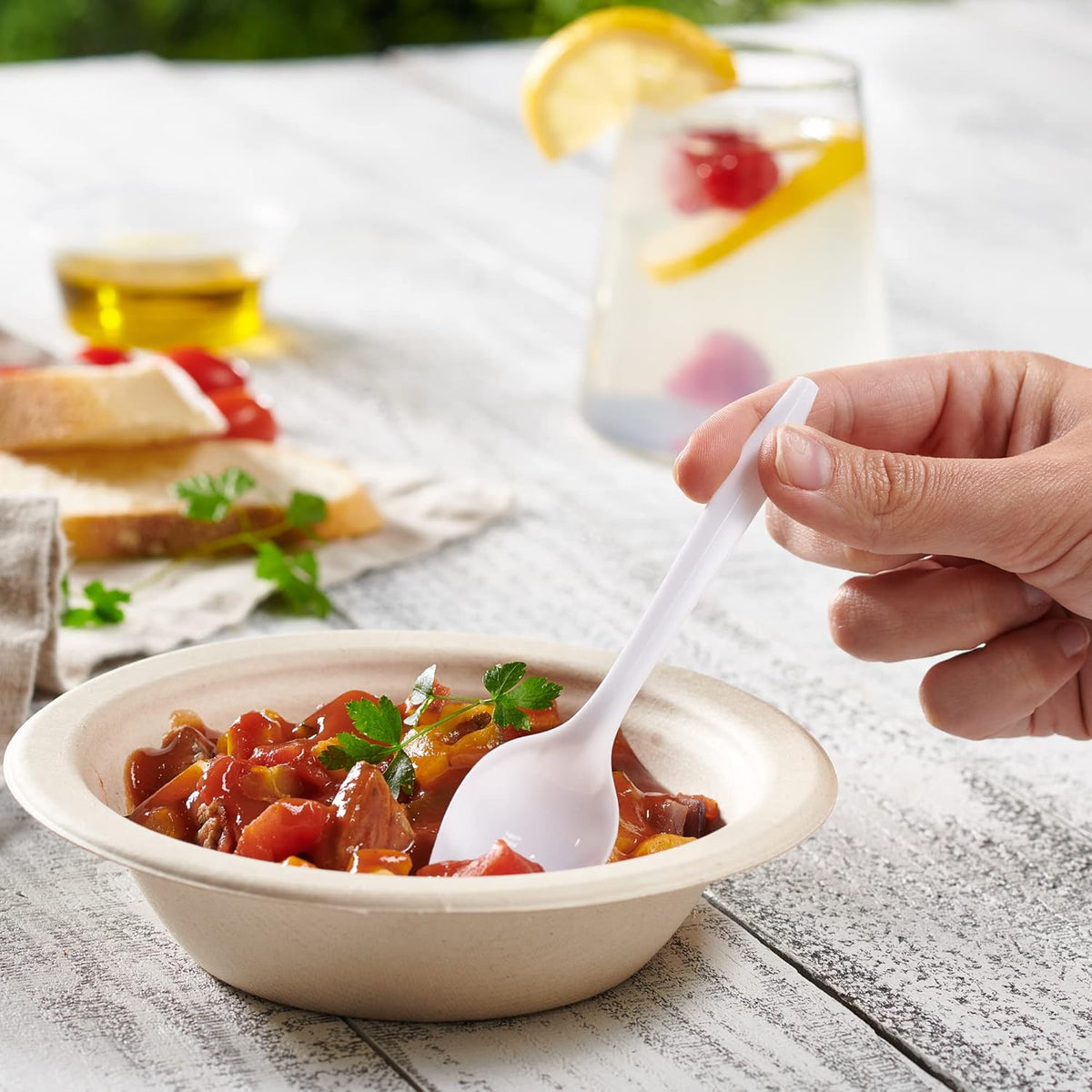 400 Light-Weight White Disposable Plastic Teaspoons - PuriLite