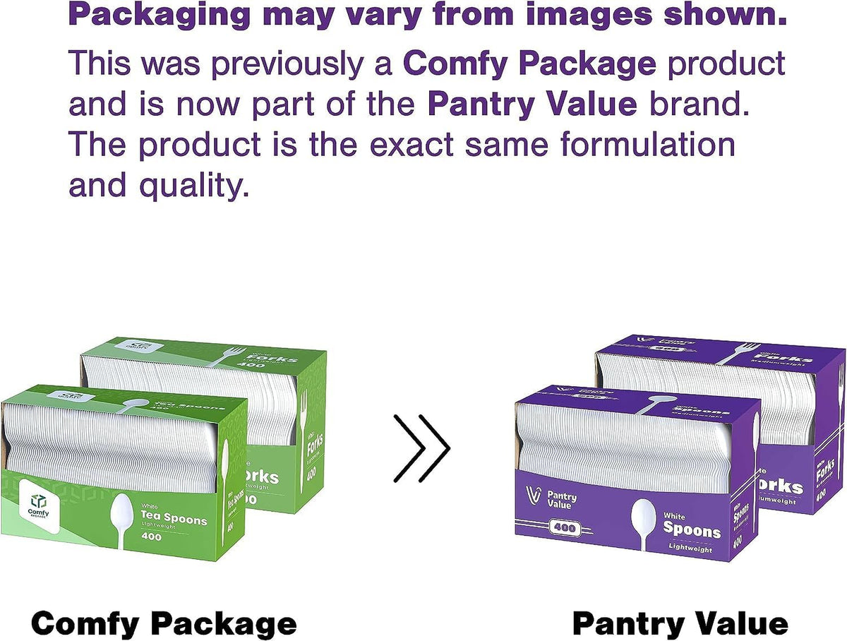 400 Light-Weight White Disposable Plastic Teaspoons - PuriLite