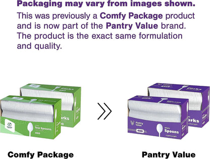 400 Light-Weight White Disposable Plastic Teaspoons - PuriLite