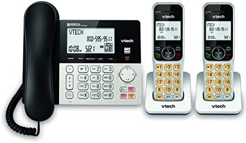 VTech DECT 6.0 1-Handset Corded/Cordless Phone for Home with Answering Machine, Call Blocking, Caller ID, Large Backlit Display, Duplex Speakerphone, Intercom, Landline Line-Power: VG208 - PuriLite