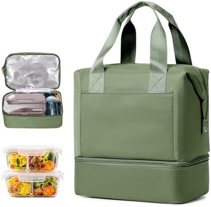 Lunch Bag Insulated Lunch Box Leakproof Lunch Tote Bags for Women Men,Portable Thermal Cooler Bag Lunch Containers with Shoulder Strap for Work, Family, Picnic, School, Outdoor,BBQ C2-Pinkpurple - PuriLite