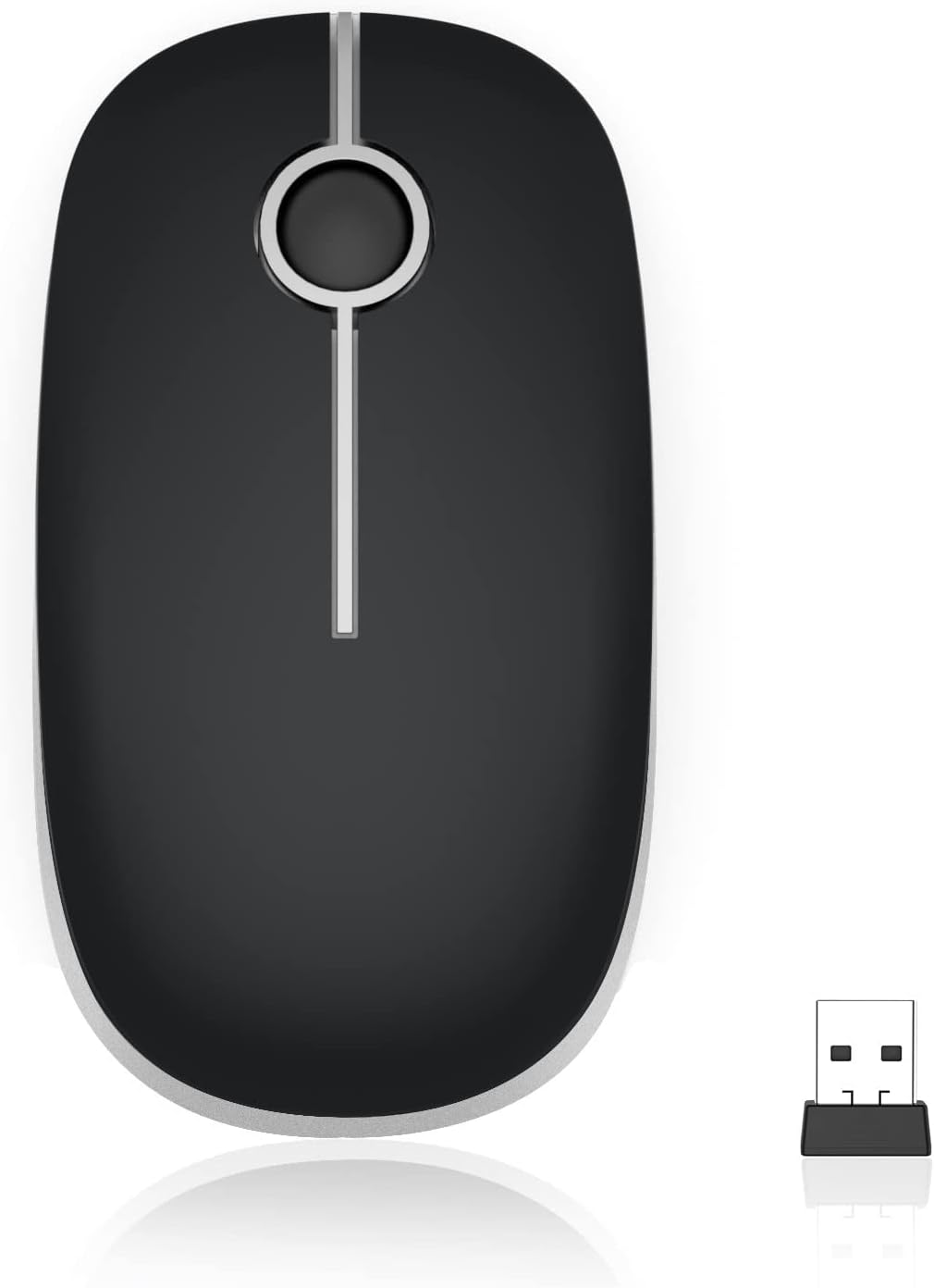 Wireless Mouse, Vssoplor 2.4G Slim Portable Computer Mice with Nano Receiver for Notebook, PC, Laptop, Computer (White and Silver) - PuriLite
