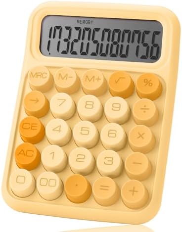 Mr. Pen- Mechanical Switch Calculator, 12 Digits, Large LCD Display, Orange With Big Buttons, Desktop, Cute and Aesthetic Design - PuriLite