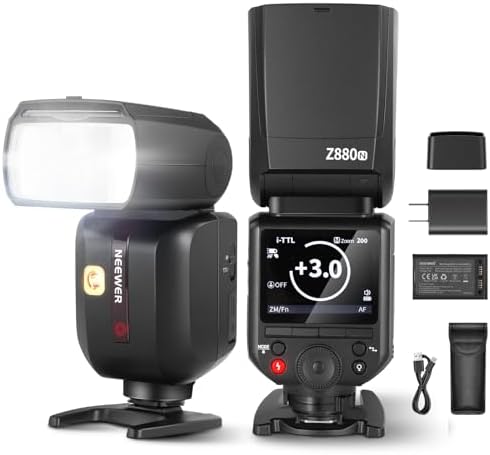 NEEWER Z880-C 2.4G 76Ws TTL Camera Flash Speedlite Compatible with Canon, Upgraded UI, Adjustable Modeling Lamp, TTL/M Quick Switch TCM Key, 1/8000s HSS 7.4V/2600mAh Battery 480 Full Power Flash - PuriLite