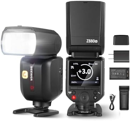 NEEWER Z880-C 2.4G 76Ws TTL Camera Flash Speedlite Compatible with Canon, Upgraded UI, Adjustable Modeling Lamp, TTL/M Quick Switch TCM Key, 1/8000s HSS 7.4V/2600mAh Battery 480 Full Power Flash - PuriLite