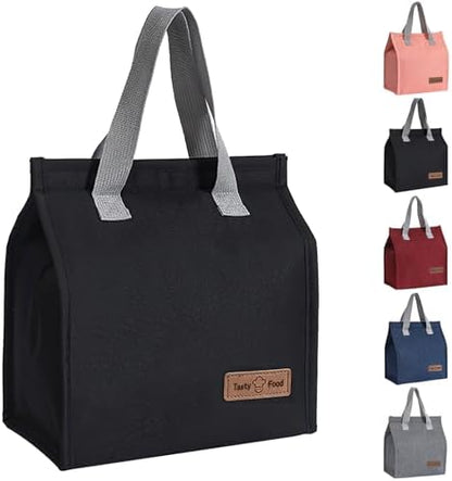 Lunch Bags for Women Men, Reusable Insulated Leakproof Lunch Box Bag for Adult Kids, Small Cooler Bag for Work School Picnic Travel (Black) - PuriLite