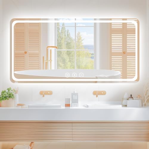 Lmsedf 24" x 32"Rectangle LED Bathroom Mirror with Lights, Backlit & Front Lighted, Wall-Mounted Vanity Mirror 3000K/4000K/6000K, Memory Functions, Anti-Fog, Dimmable Smart Mirror - PuriLite