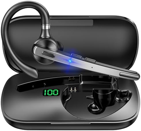 Bluetooth Headset V5.1, Wireless Headset with 500mAh Charging Case ENC Noise Cancelling Microphone, Bluetooth Earpiece 72H Talk Hands-Free Headphones for Cell Phone Office Business Driving (M51) - PuriLite
